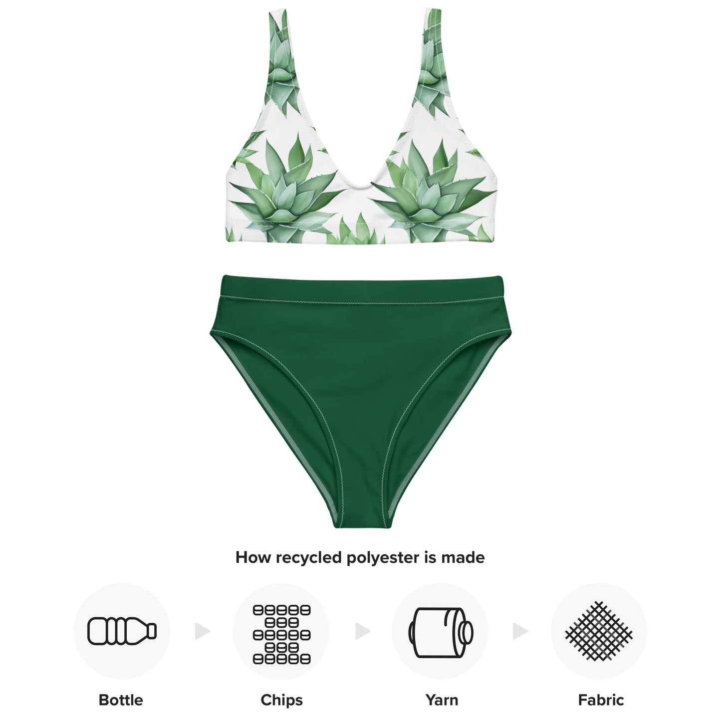 Arizona Trails Emerald Green Agave Recycled high-waisted bikini - Emerald Green Agave Edition